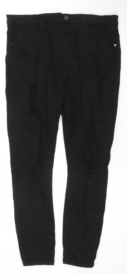 Boohoo Womens Black Distressed Skinny Jeans Size 20