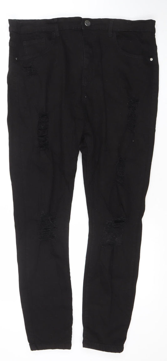 Boohoo Womens Black Distressed Skinny Jeans Size 20