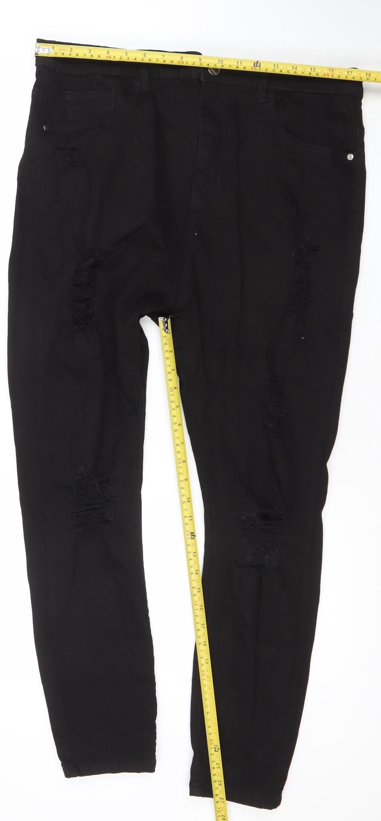 Boohoo Womens Black Distressed Skinny Jeans Size 20