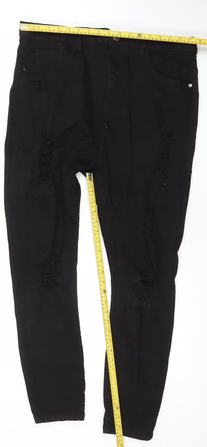 Boohoo Womens Black Distressed Skinny Jeans Size 20