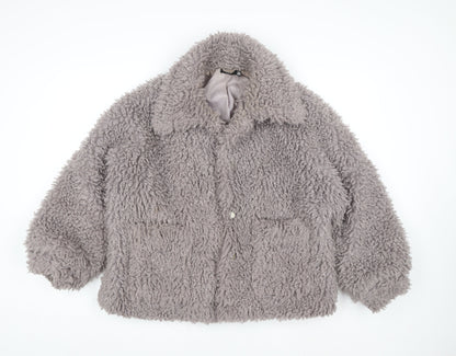 Missguided Women’s Grey Faux Shearling Lined Short Jacket Size 12