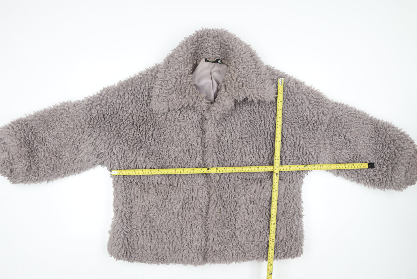 Missguided Women’s Grey Faux Shearling Lined Short Jacket Size 12