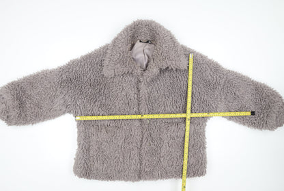 Missguided Women’s Grey Faux Shearling Lined Short Jacket Size 12