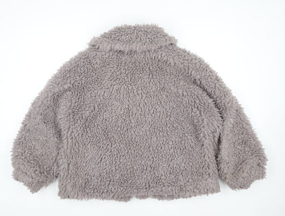 Missguided Women’s Grey Faux Shearling Lined Short Jacket Size 12