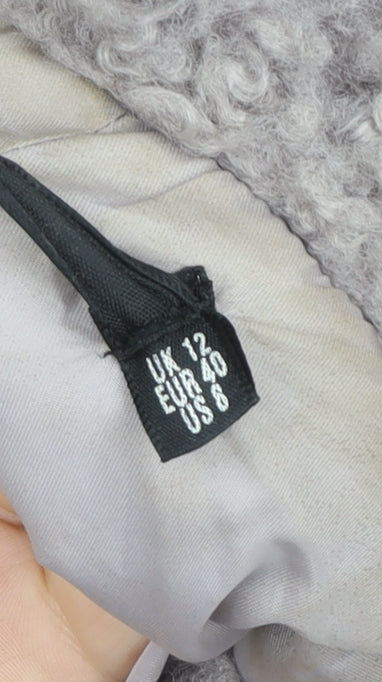 Missguided Women’s Grey Faux Shearling Lined Short Jacket Size 12