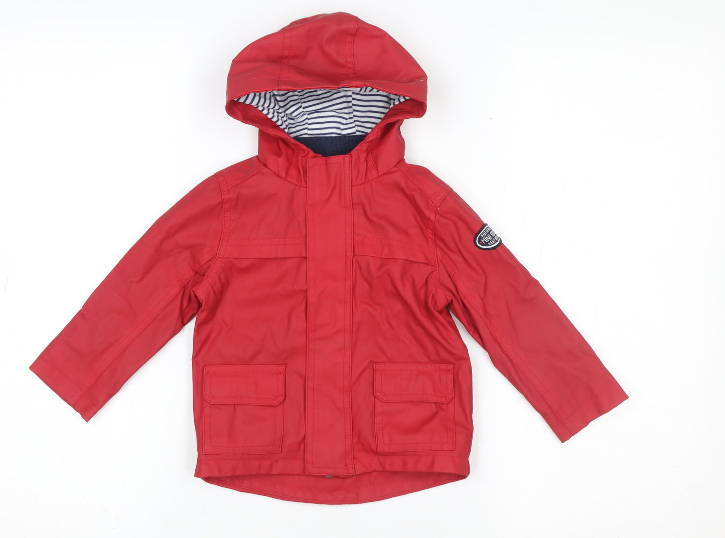 Mini Rebel Unisex Baby Red Hooded Rain Coat Jacket 12-18 Months Water Resistant