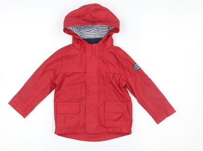 Mini Rebel Unisex Baby Red Hooded Rain Coat Jacket 12-18 Months Water Resistant