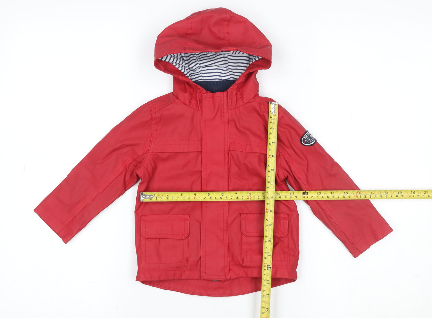 Mini Rebel Unisex Baby Red Hooded Rain Coat Jacket 12-18 Months Water Resistant