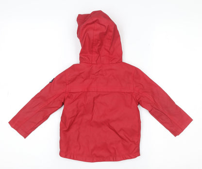 Mini Rebel Unisex Baby Red Hooded Rain Coat Jacket 12-18 Months Water Resistant