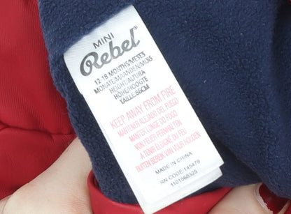 Mini Rebel Unisex Baby Red Hooded Rain Coat Jacket 12-18 Months Water Resistant