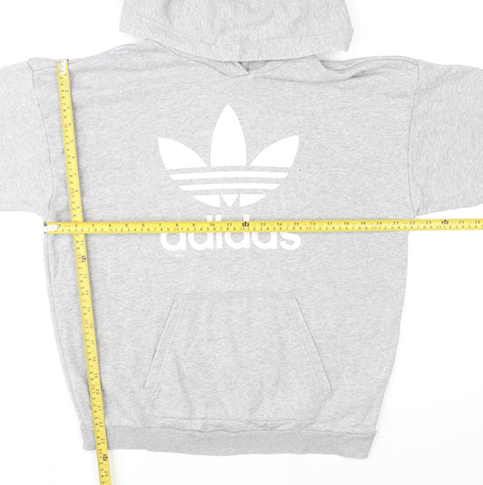 Adidas Women’s Grey Hoodie Size 12 Cotton Blend Pullover Sweatshirt