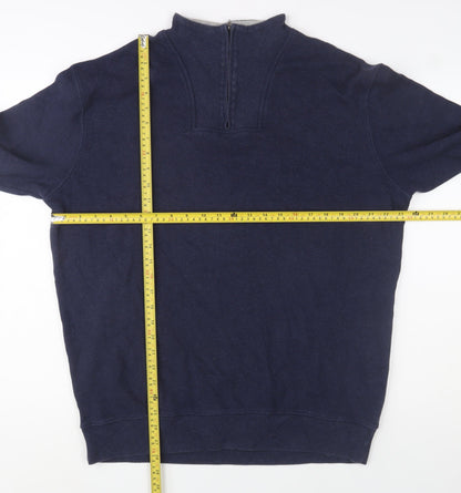 Kirkland Signature Men Blue Cotton 1/4 Zip Jumper XL High Neck