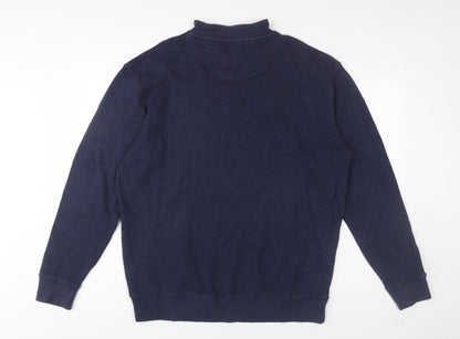Kirkland Signature Men Blue Cotton 1/4 Zip Jumper XL High Neck