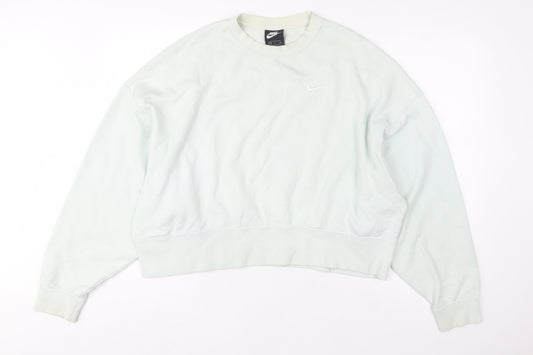 Nike Women's Beige Pullover Sweatshirt Small Logo Crew Neck