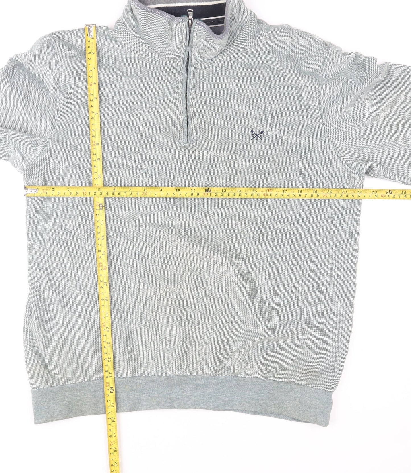 Crew Clothing Company Mens Grey L Half Zip Jumper High Neck Cotton Blend