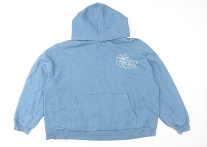 Mens UK Size XL Pull & Bear Blue Pullover Hoodie