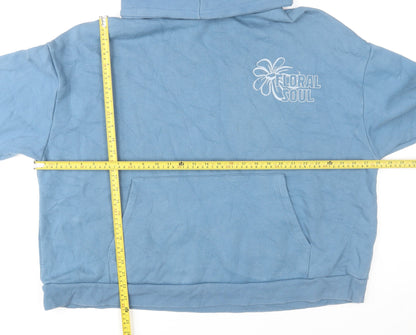 Mens UK Size XL Pull & Bear Blue Pullover Hoodie
