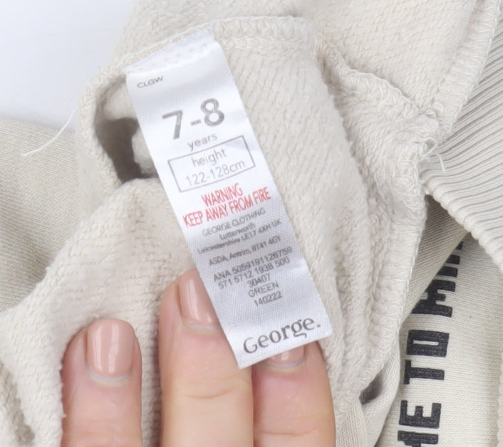 George Boys Beige Minecraft Creeper Hoodie 7-8 Years Pullover Cotton Blend