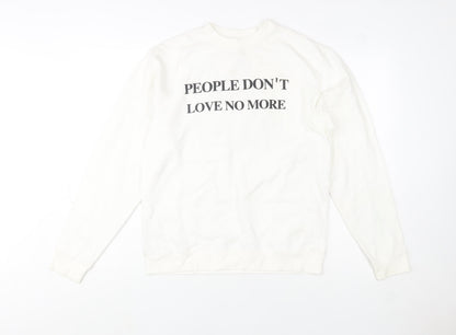 Womens UK Size S Independent Trading Company White Pullover Sweatshirt
