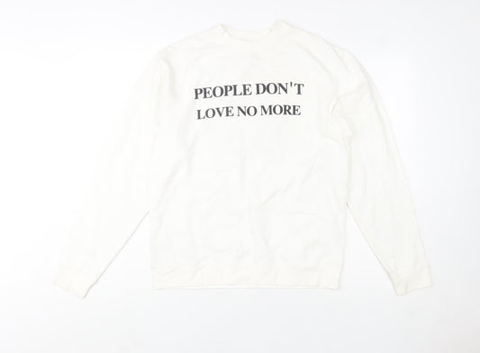 Womens UK Size S Independent Trading Company White Pullover Sweatshirt