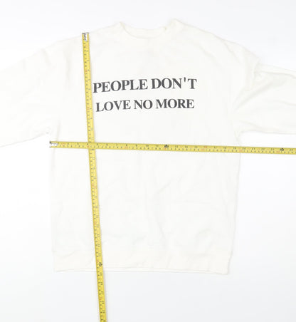 Womens UK Size S Independent Trading Company White Pullover Sweatshirt