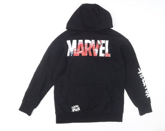 Boys UK Size 14-15 Years Marvel Black Pullover Hoodie