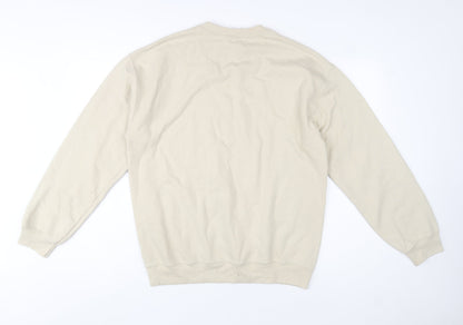 Mens UK Size M Gildan Beige Pullover Sweatshirt