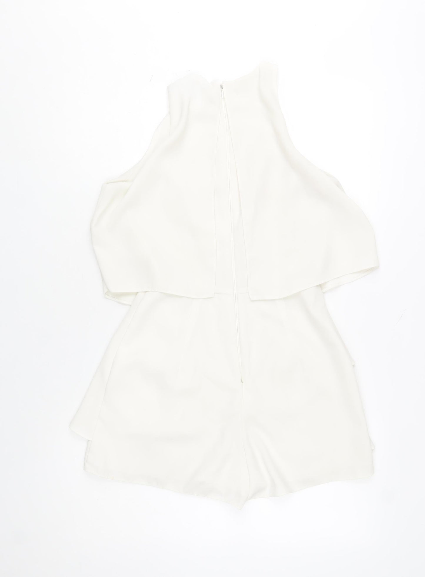 River Island Women’s White Layered Sleeveless Playsuit Size 8 – Elegant Summer Outfit