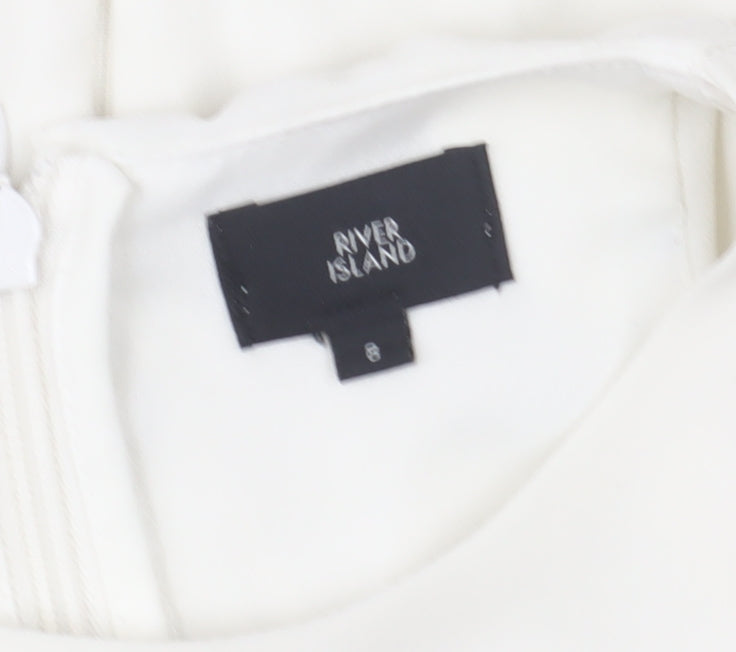 River Island Women’s White Layered Sleeveless Playsuit Size 8 – Elegant Summer Outfit