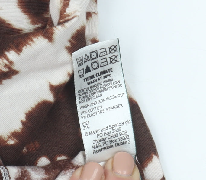 Womens UK Size 10 Marks and Spencer Brown Basic T-Shirt
