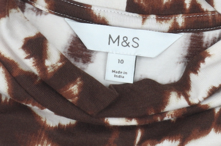 Womens UK Size 10 Marks and Spencer Brown Basic T-Shirt