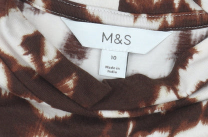 Womens UK Size 10 Marks and Spencer Brown Basic T-Shirt