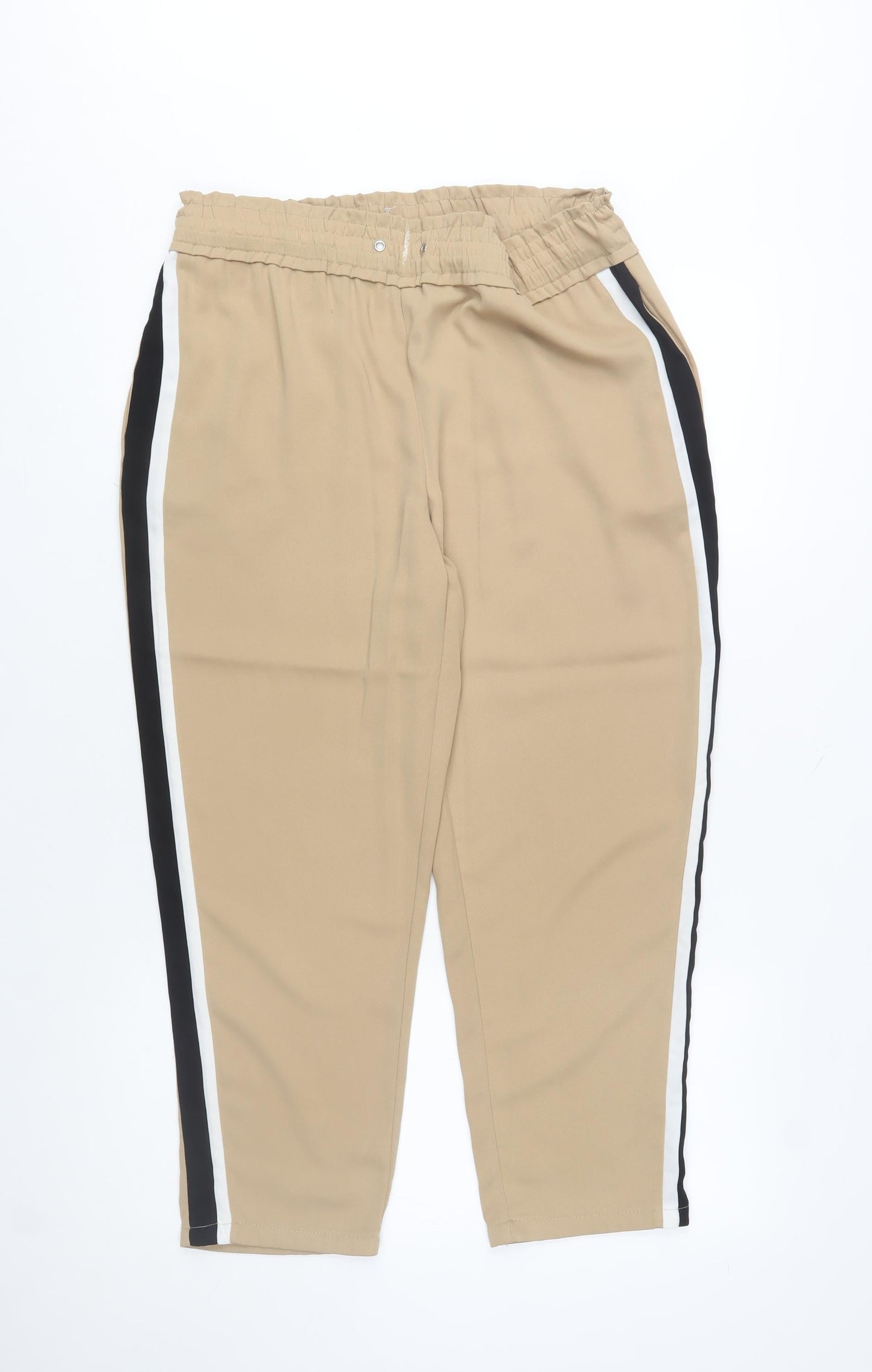 New Look Womens Beige Jogger Trousers Size 12 Elastic Waist Casual