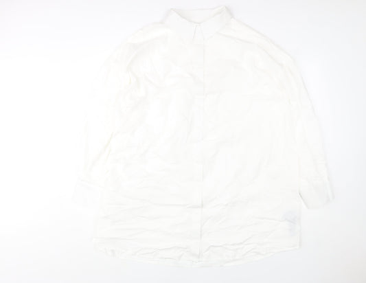 ASOS DESIGN Women's White Long Sleeve Button-Up Cotton Shirt UK 14