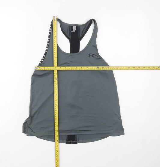 Under Armour Women Grey HeatGear Tank Top XS Loose Fit Gym Wear