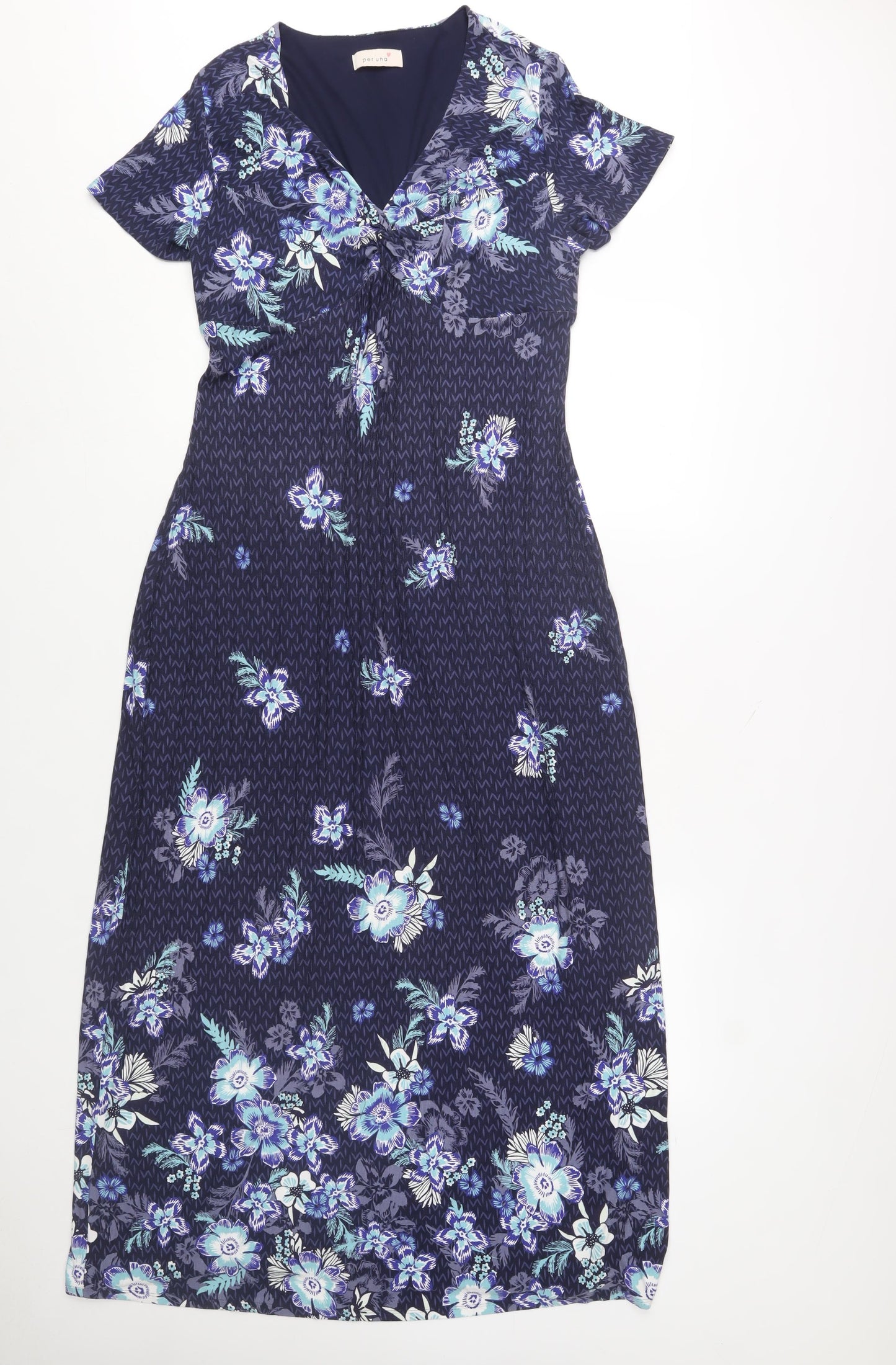 Marks and Spencer Per Una Blue Floral Midi Fit & Flare Dress Women UK14