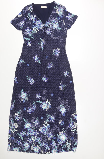 Marks and Spencer Per Una Blue Floral Midi Fit & Flare Dress Women UK14