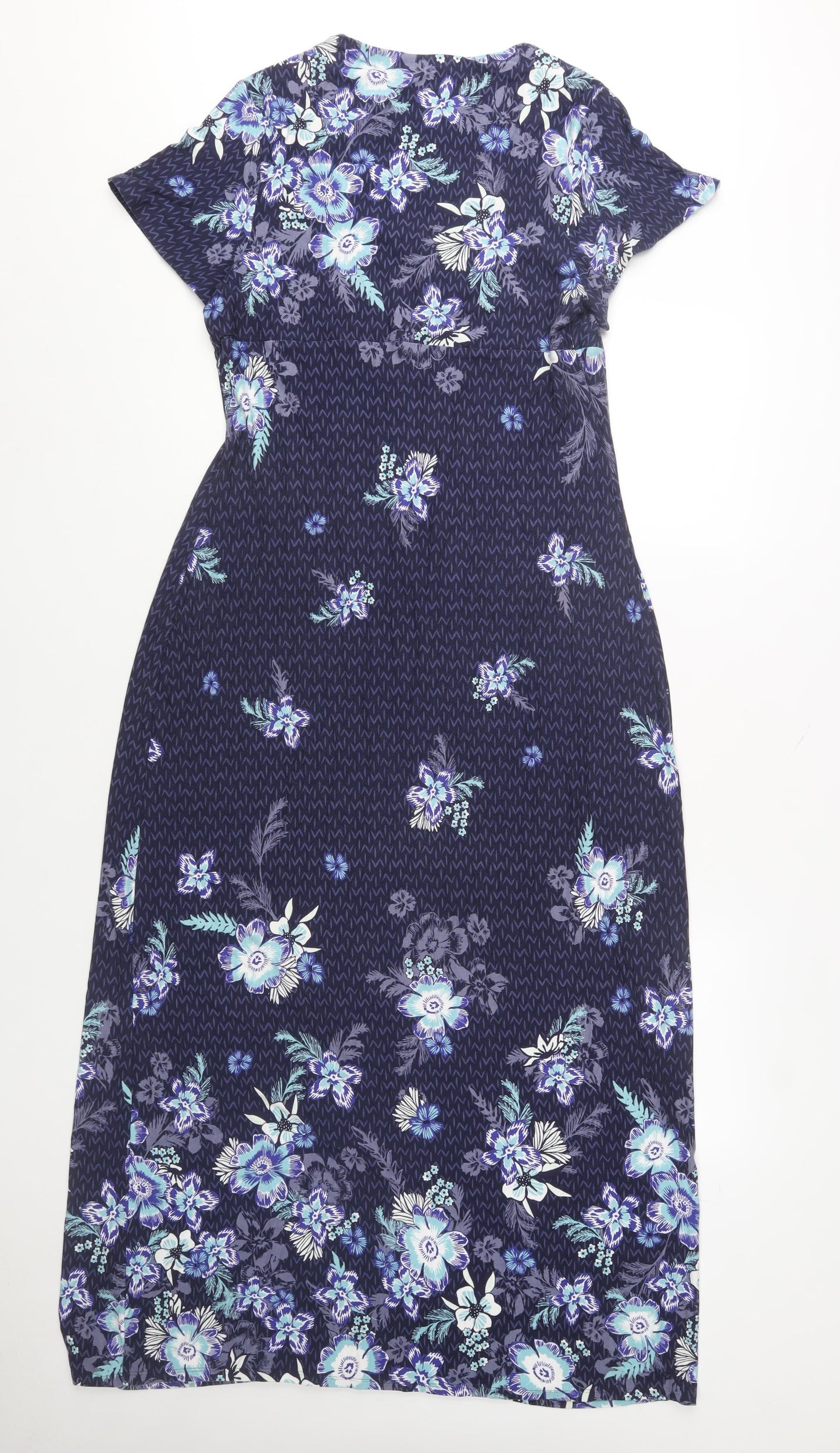 Marks and Spencer Per Una Blue Floral Midi Fit & Flare Dress Women UK14