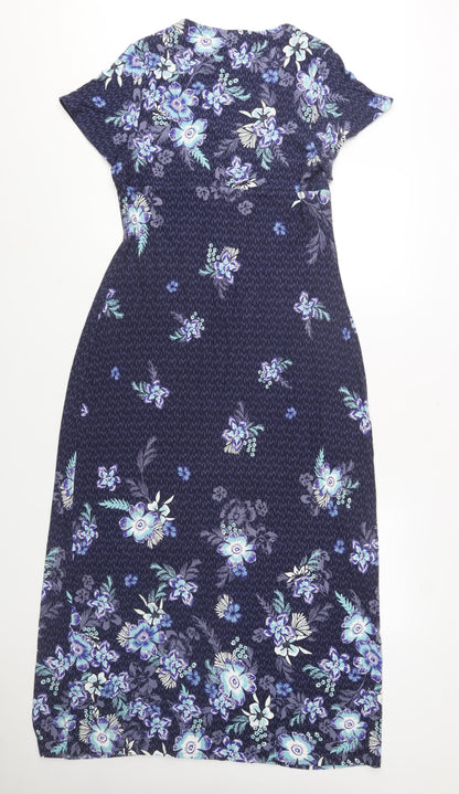 Marks and Spencer Per Una Blue Floral Midi Fit & Flare Dress Women UK14