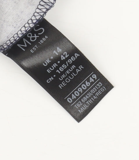 Marks and Spencer Per Una Blue Floral Midi Fit & Flare Dress Women UK14