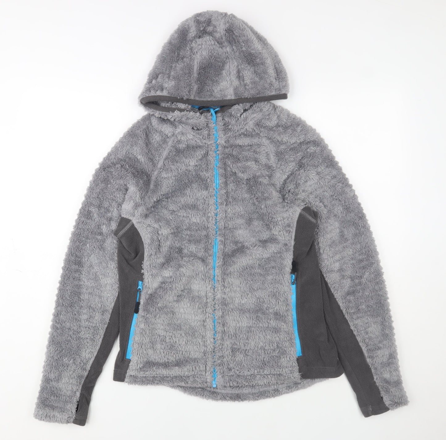Crane Women’s Grey Hooded Full Zip Fleece Jacket Size 12