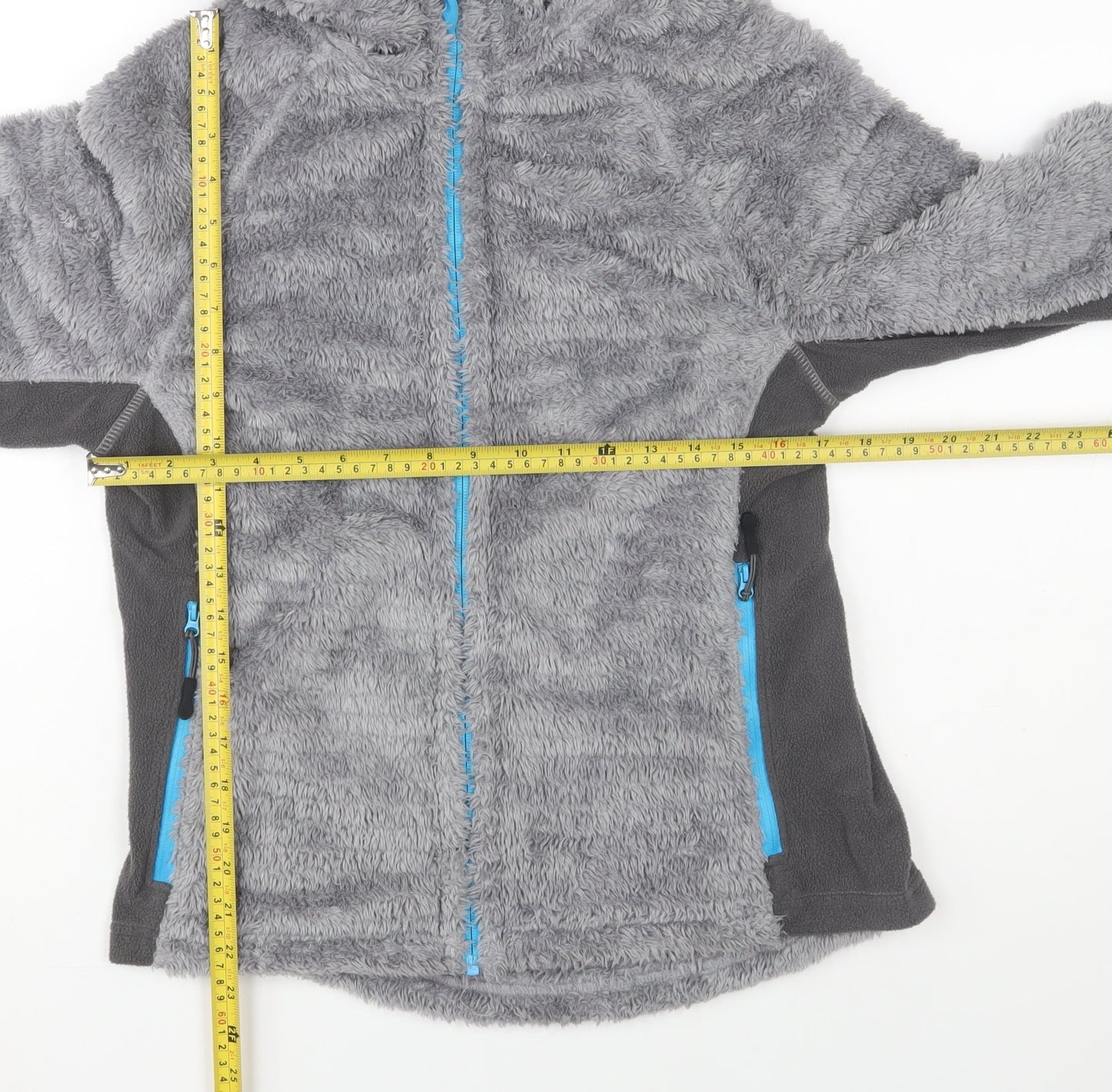 Crane Women’s Grey Hooded Full Zip Fleece Jacket Size 12