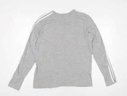 Adidas Mens Grey Long Sleeve Crew Neck Cotton Sports Top Size L