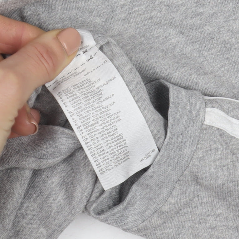 Adidas Mens Grey Long Sleeve Crew Neck Cotton Sports Top Size L