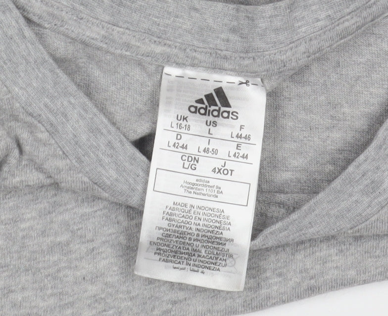 Adidas Mens Grey Long Sleeve Crew Neck Cotton Sports Top Size L