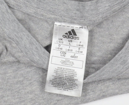 Adidas Mens Grey Long Sleeve Crew Neck Cotton Sports Top Size L