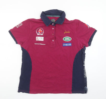 Joules Women’s Pink Polo Shirt Size 16 Short Sleeve Cotton Equestrian Top