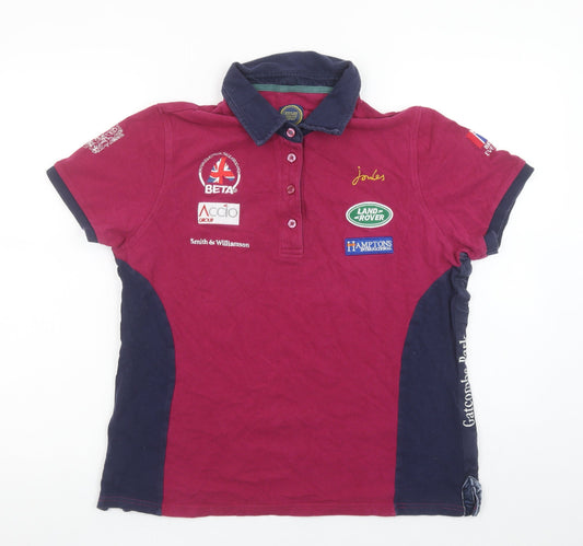 Joules Women’s Pink Polo Shirt Size 16 Short Sleeve Cotton Equestrian Top