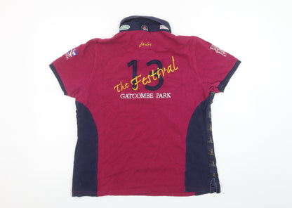 Joules Women’s Pink Polo Shirt Size 16 Short Sleeve Cotton Equestrian Top