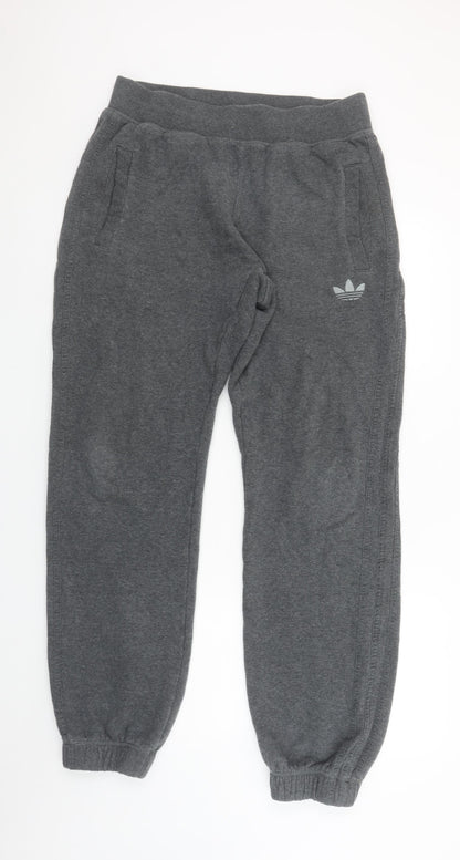 Adidas Men Grey Jogger Sweatpants L Fleece Lined Tapered Fit